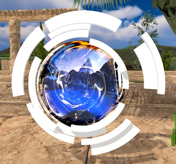 A closeup of a Breakroom Teleport Portal set up in the Delphi Region.