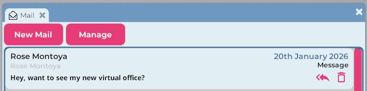 A closeup of the Mail window, with a single unread email. The sender and first line of this email are displayed in the Email preview area.